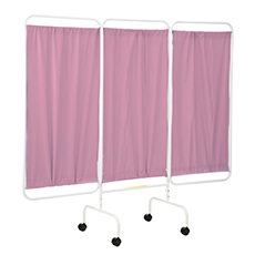 Portable Three Panel Patient Privacy Screen - Pink Vinyl RB-PSS-3C-PNK